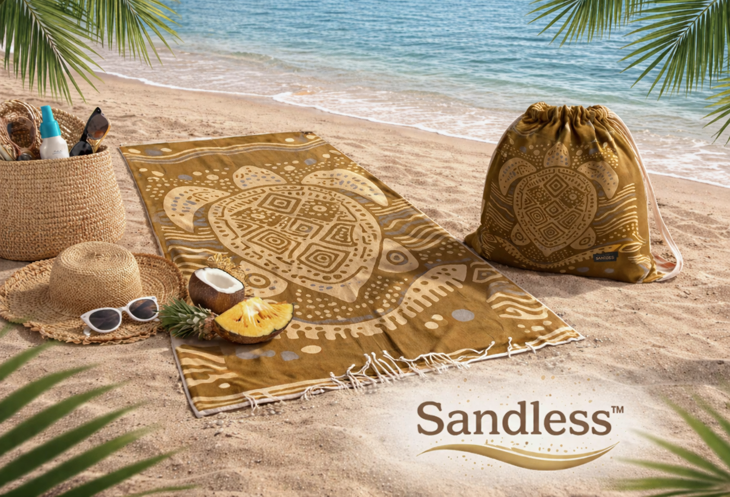 Sandless™ Turtle Beach Towel & Bag 🐢