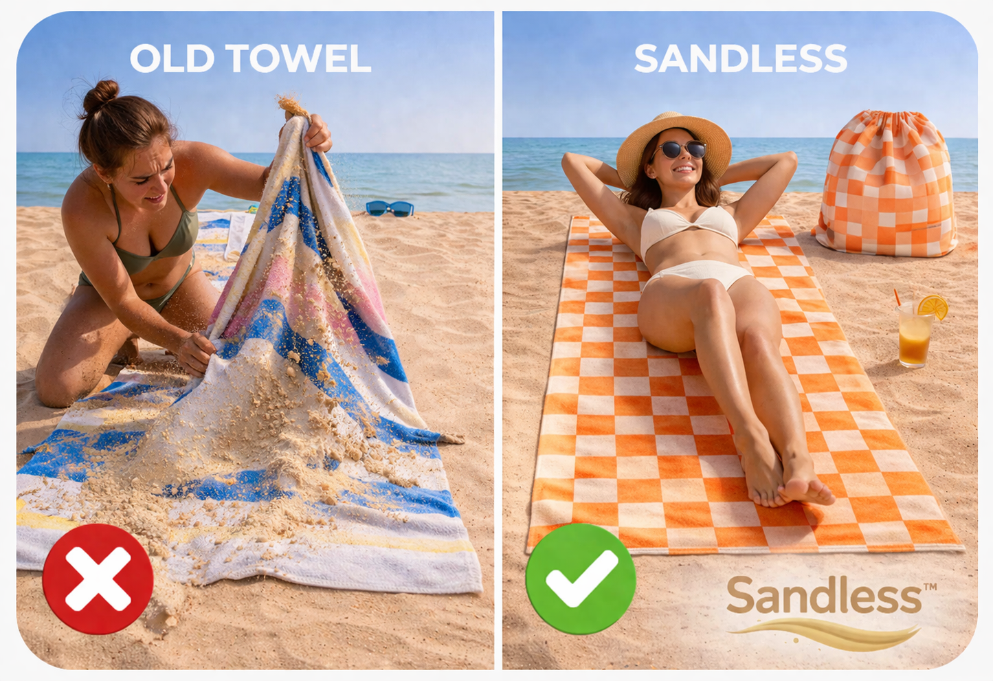 Sandless™ Checkered Beach Towel & Bag