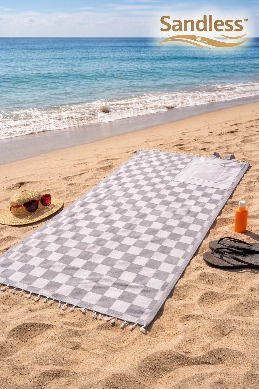 Sandless™ Checkered Beach Towel & Bag